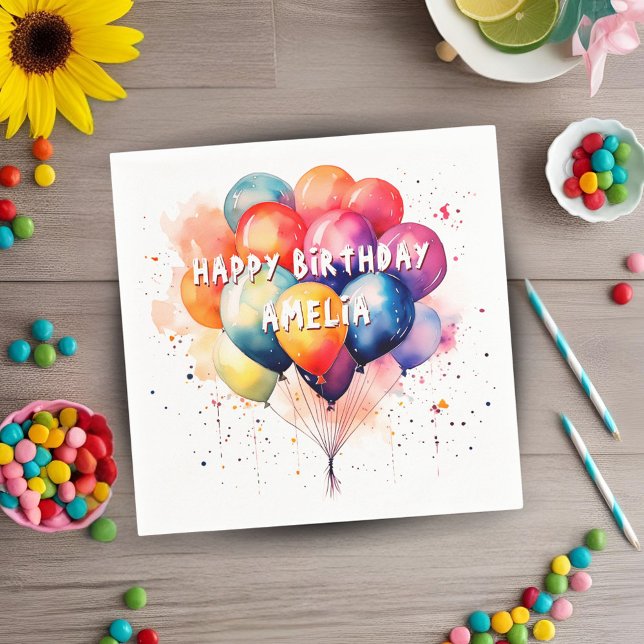 Colorful Balloons Kids Happy Birthday Party Napkins (Creator Uploaded)