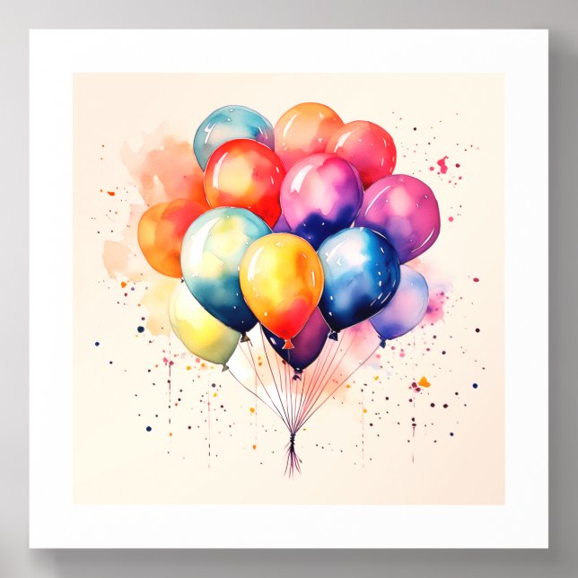 Colorful Balloons Kids Nursery Room Acrylic Photo Tile (Front Set)