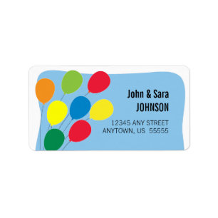 Colorful Balloons on Light Blue Background Label