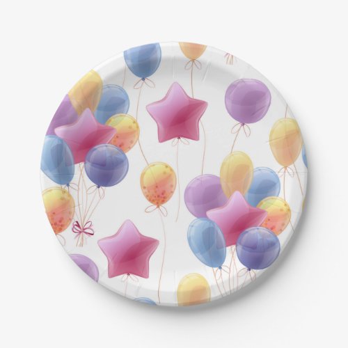 Colorful balloons paper plates