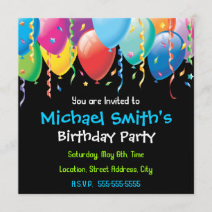 Colorful Balloons Party Invitation