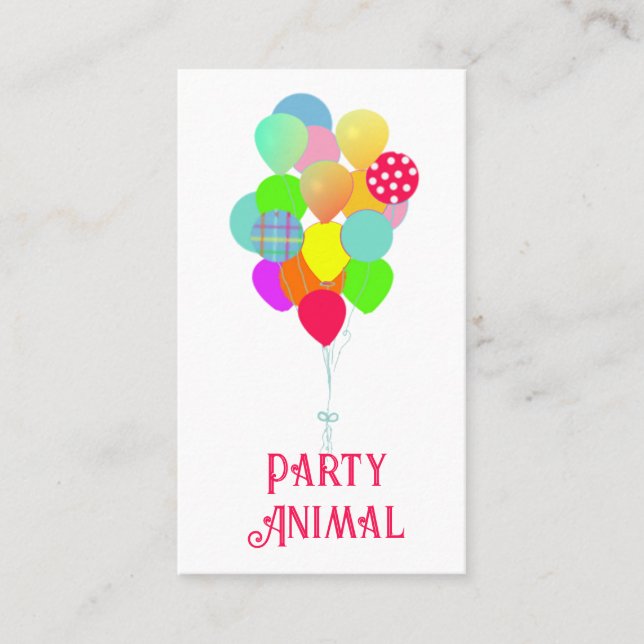 Colorful Balloons Party Planner Business Card (Front)