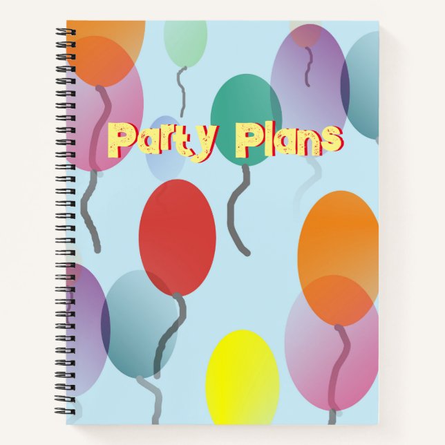 Colorful Balloons Party Planner  Notebook (Front)