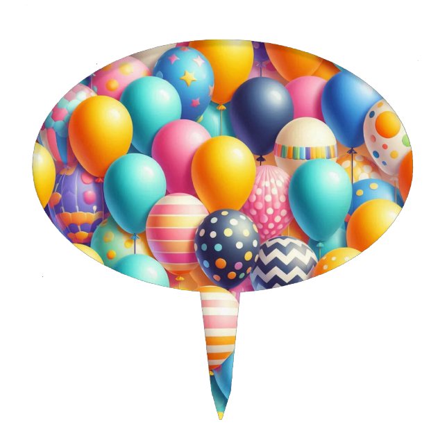 Colorful balloons pattern cake topper (Front)