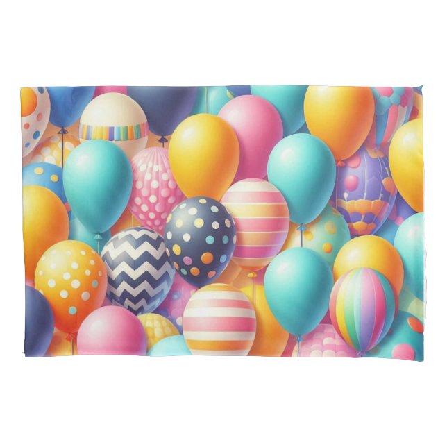 Colorful balloons pattern pillow case (Front)