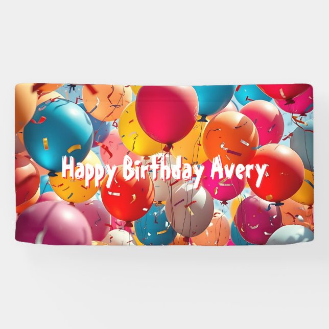 Colorful Balloons | Personalized Birthday Banner (Horizontal)