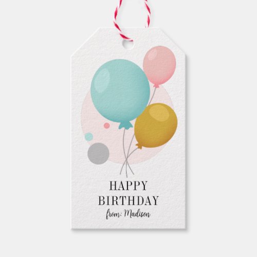 Colorful Balloons Personalized Happy Birthday Gift Tags