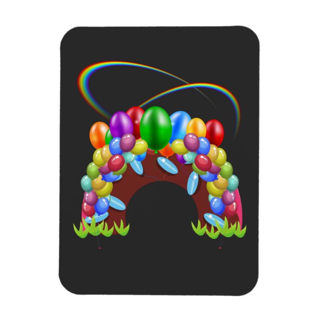 Colorful Balloons Rainbow Rays Balloon Arch   Magnet (Vertical)