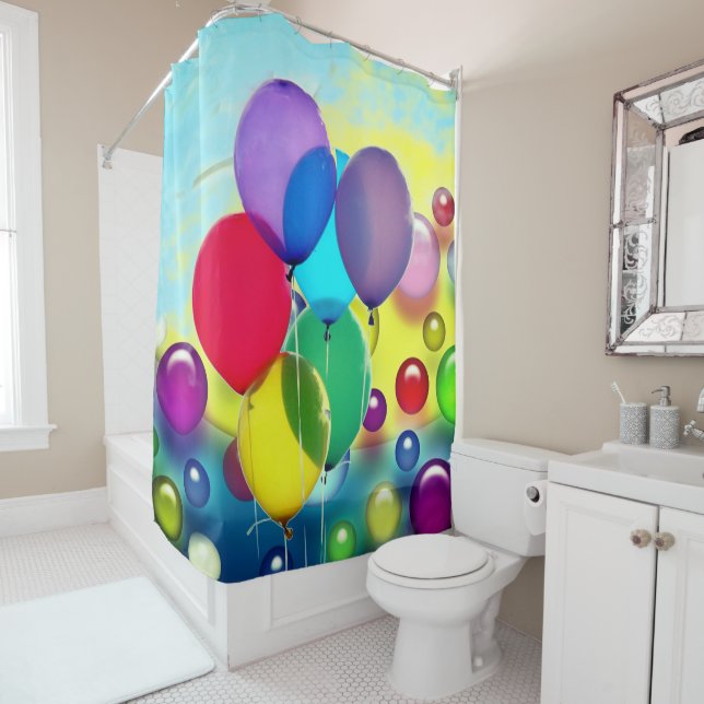 Colorful Balloons Shower Curtain (In Situ)