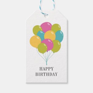 Colorful Balloons Simple Happy Birthday Gift Tags