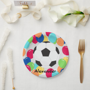 Colorful Balloons Soccer ball fun  Paper Plates