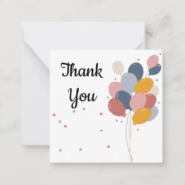 Colorful Balloons Thank You Note Card (Front)