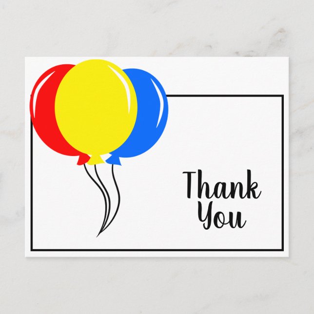 Colorful Balloons Thank You Postcard (Front)