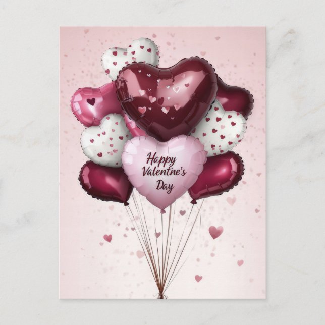 Colorful Balloons Valentine's Greeting Postcard (Front)