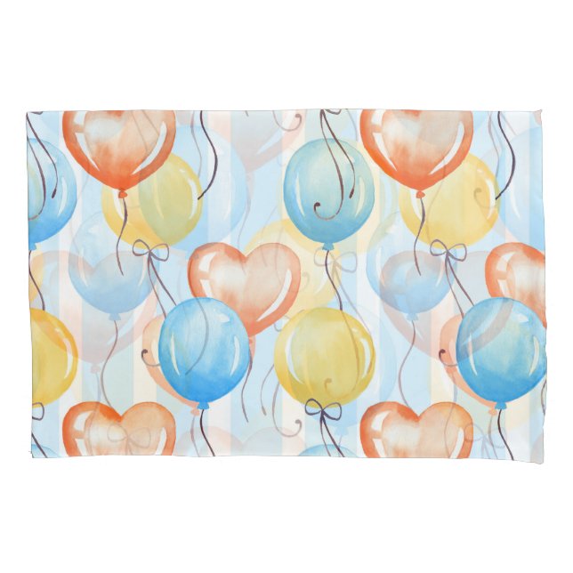 Colorful balloons: watercolor seamless pattern. pillow case (Front)