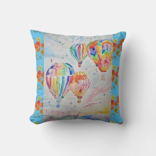 Colorful Balloons Watercolour Childs Decor Cushion