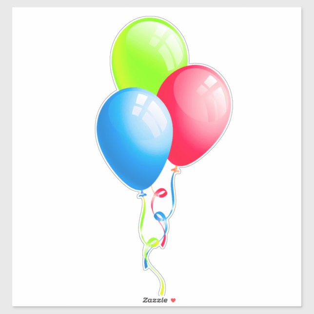 Colorful Balloons With Ribbons Sticker (Sheet)