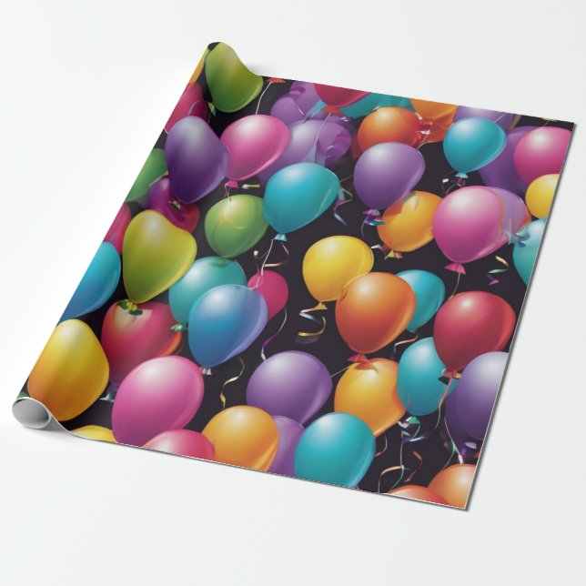 Colorful Balloons Wrapping Paper (Unrolled)
