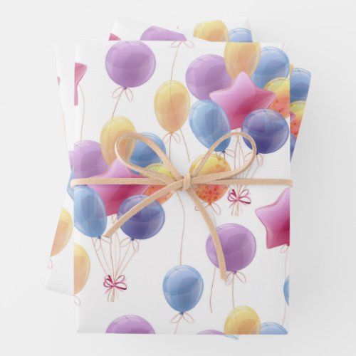 Colorful balloons wrapping paper sheets