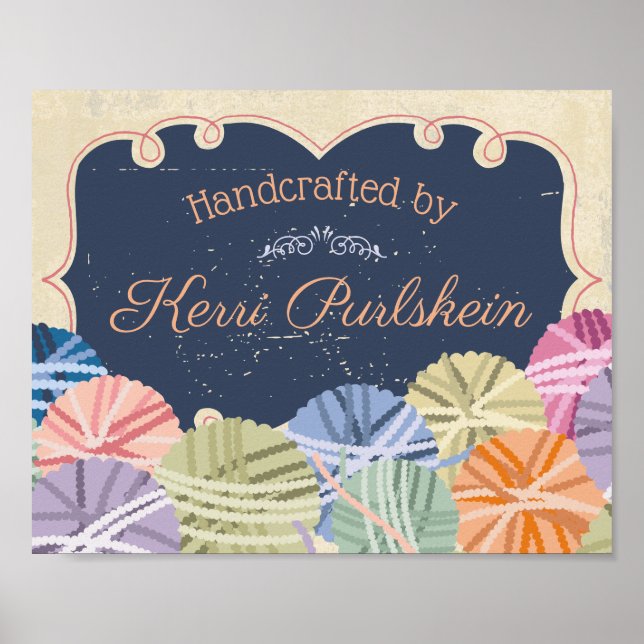 Colorful  balls of yarn knitting crochet display poster (Front)