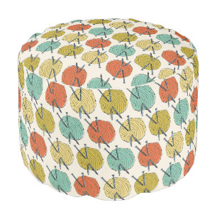 Colorful Balls of Yarn Wool Pattern Pouf