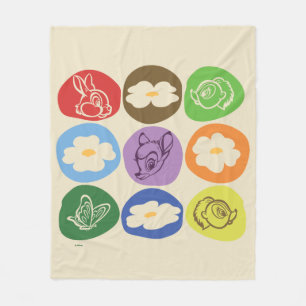 Colorful Bambi, Flower, & Thumper Fleece Blanket