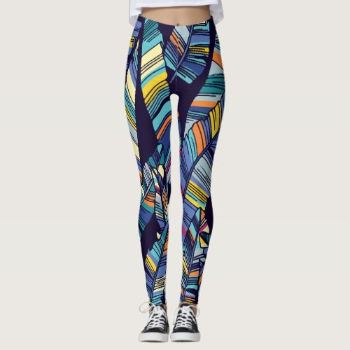 Colorful Banana Leaf Leggings