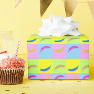 Colorful Banana Pattern in Pop Art Style Wrapping Paper