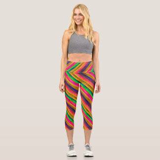 colorful bands capri leggings