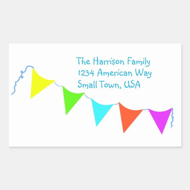 Colorful Banner Children’s Birthday Party Rectangular Sticker (Front)
