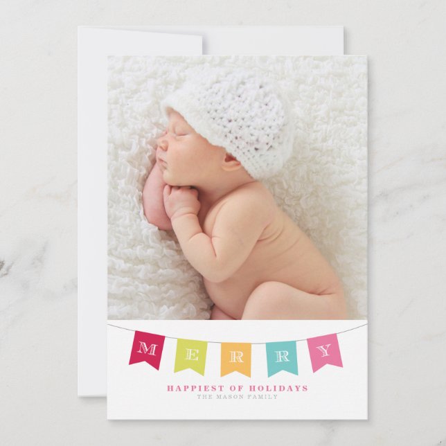 Colorful Banner Holiday Card (Front)