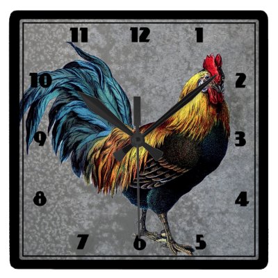 Colorful Bantam Rooster Square Wall Clock
