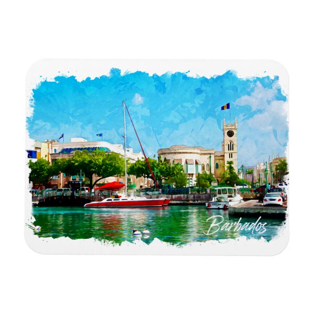 Colorful Barbados Caribbean Island Magnet (Horizontal)