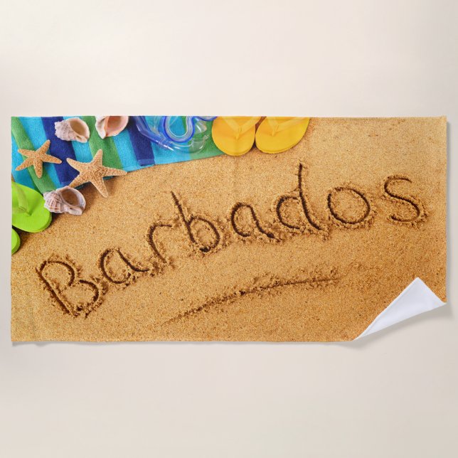 Colorful Barbados Summer Beach Towel (Front)