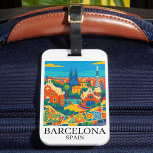 Colorful Barcelona Spain Travel Sagrada Familia Luggage Tag