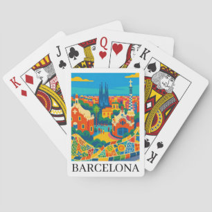 Colorful Barcelona Spain Travel Sagrada Familia Poker Cards