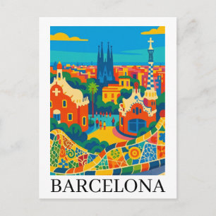 Colorful Barcelona Spain Travel Sagrada Familia Postcard
