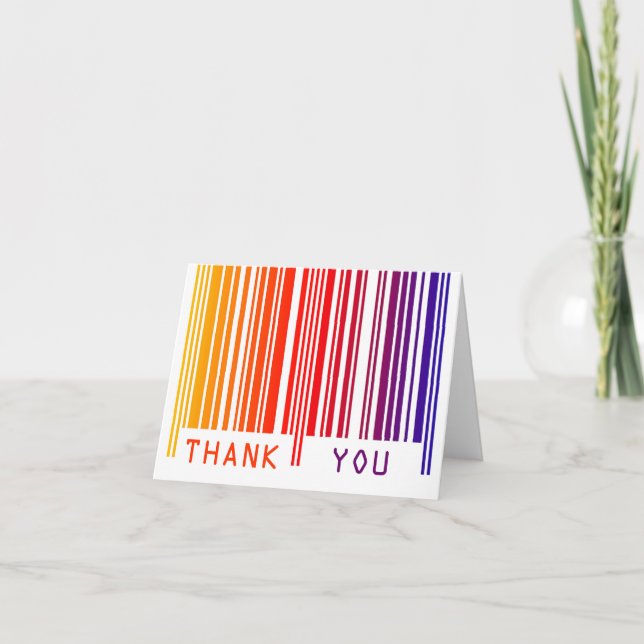 Colorful Barcode Thank You Note Card (Front)