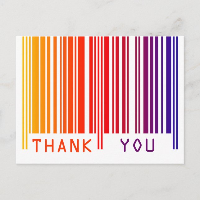 Colorful Barcode Thank You Postcard (Front)