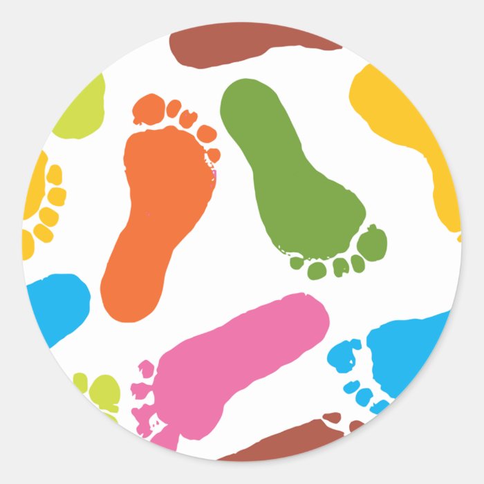 Colorful Bare Footprints Stickers