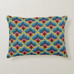 Colorful Bargello Embroidery Boho Chic Pattern Accent Pillow