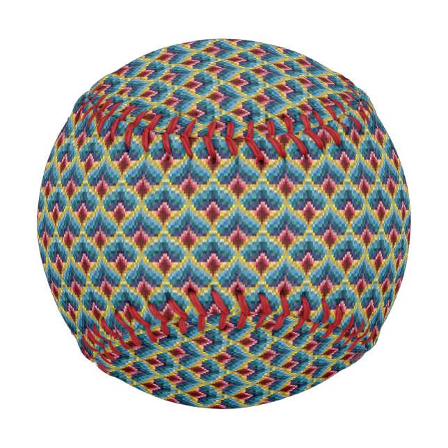 Colorful Bargello Embroidery Boho Chic Pattern Baseball (Front)