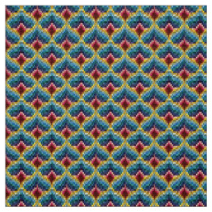 Colorful Bargello Embroidery Boho Chic Pattern Fabric