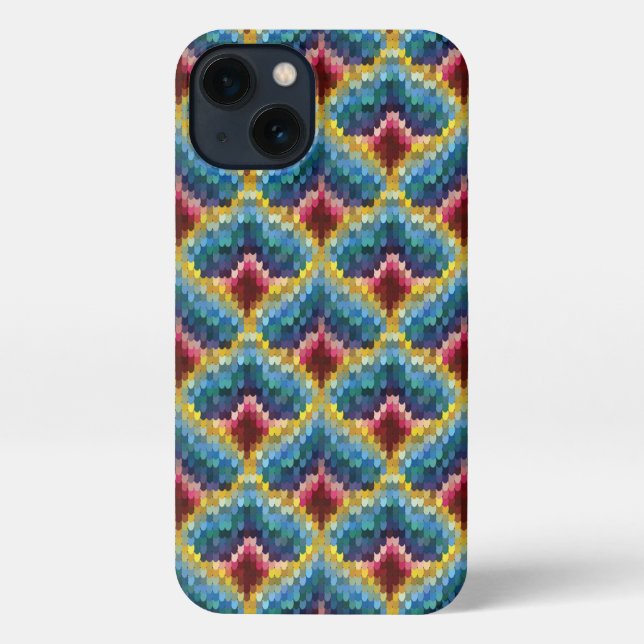 Colorful Bargello Embroidery Boho Chic Pattern  iPhone Case (Back)