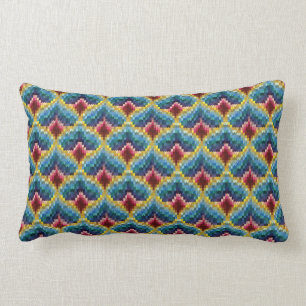 Colorful Bargello Embroidery Boho Chic Pattern Lumbar Pillow