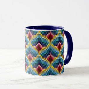 Colorful Bargello Embroidery Boho Chic Pattern Mug