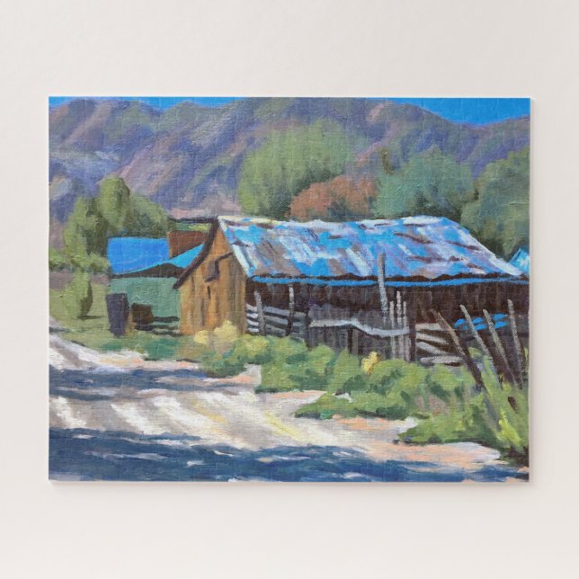 Colorful Barn in Mountain Ranch Scene Jigsaw Puzzl Puzzle (Horizontal)