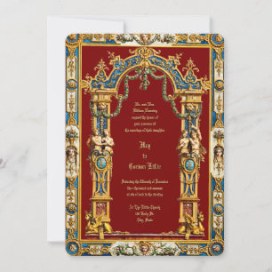 Colorful Baroque Rococo Style Double Frame Wedding Invitation