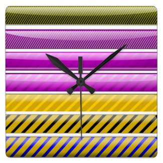 COLORFUL BARS PATTERN SQUARE WALL CLOCK