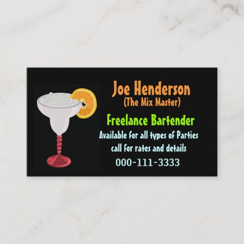Colorful Bartender Business Card